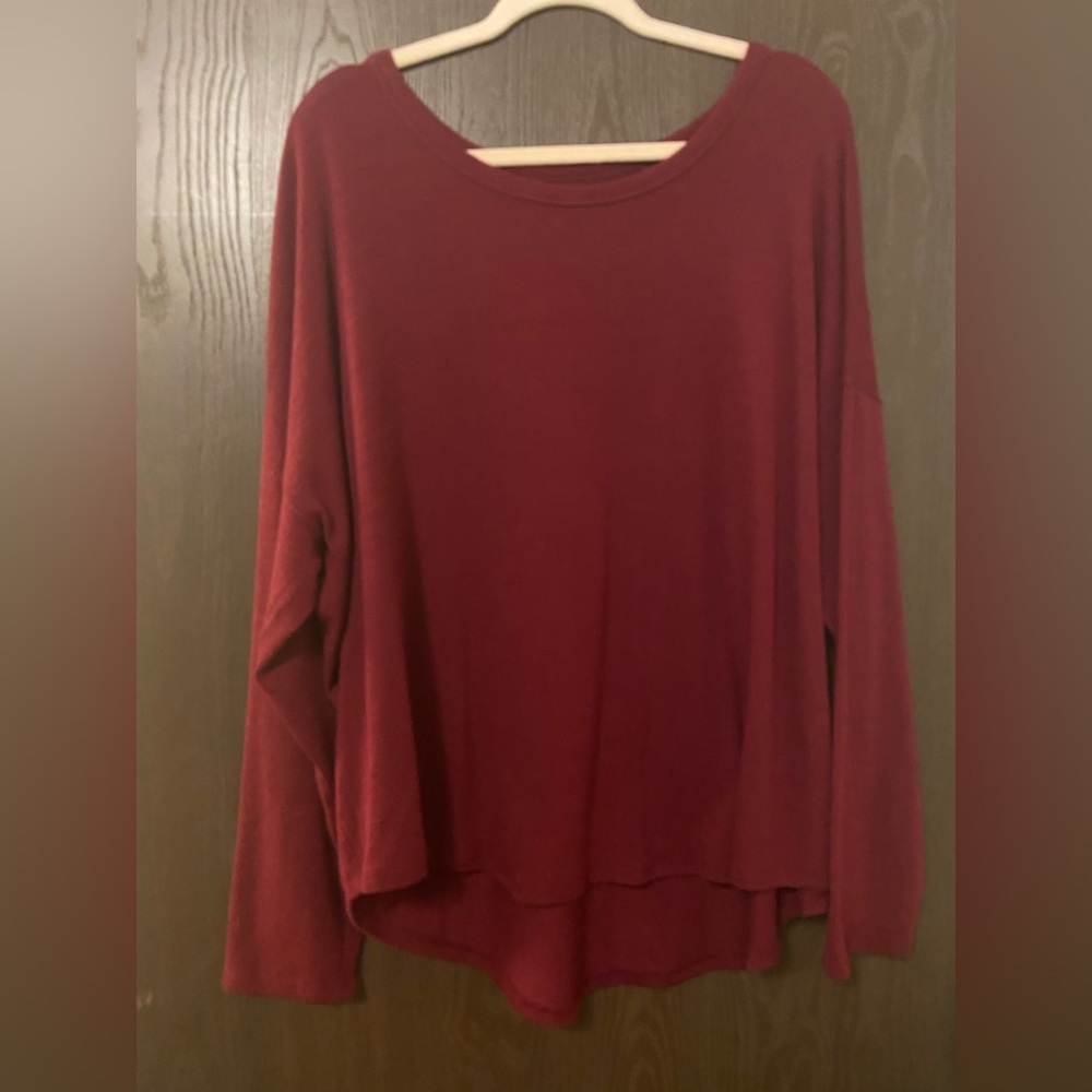 Burgundy, long sleeve sweater shirt